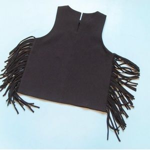 English Factory Black Fringe Boatneck Blouse